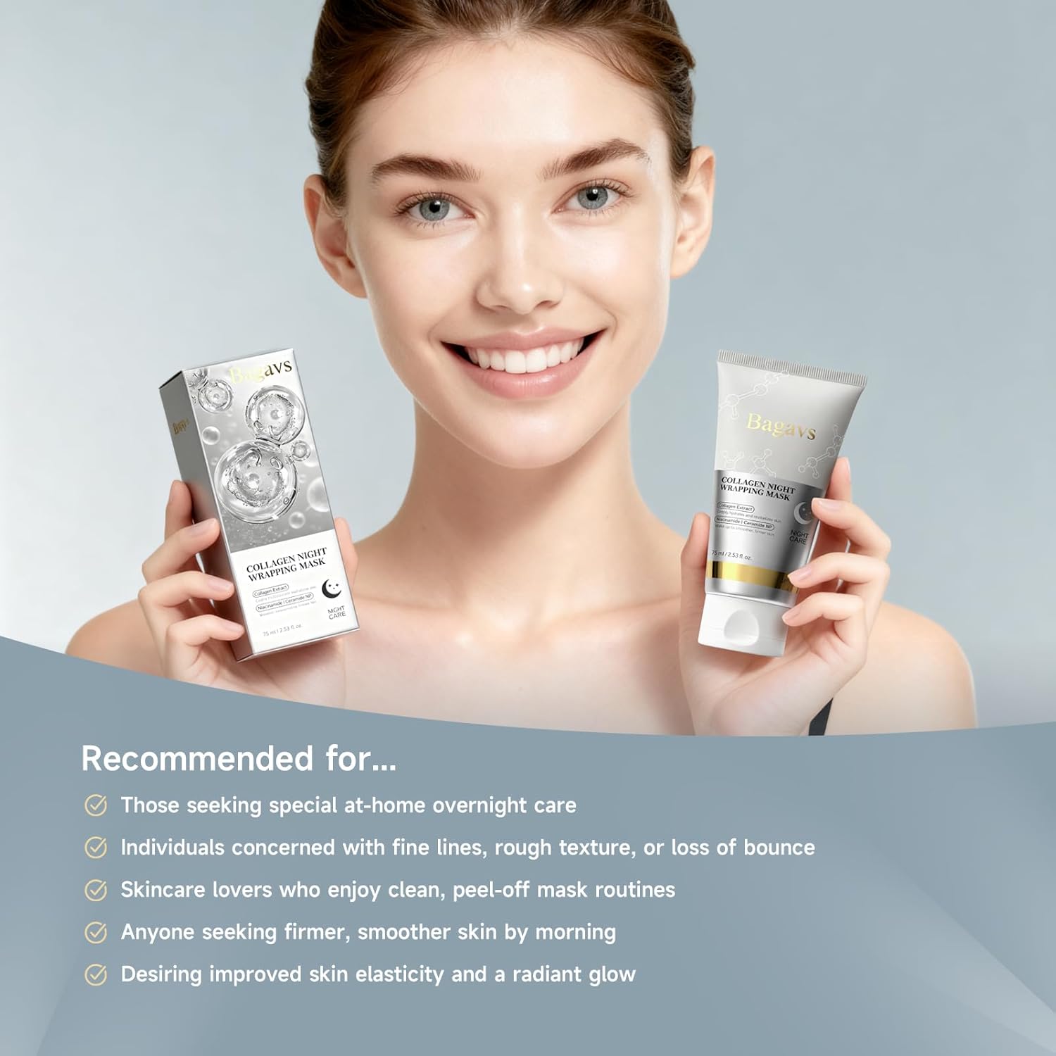 Revitalize Your Skin Overnight with Our Collagen Night Wrapping Mask - Peel-Off Gel for Youthful, Hydrated Skin (75ml)