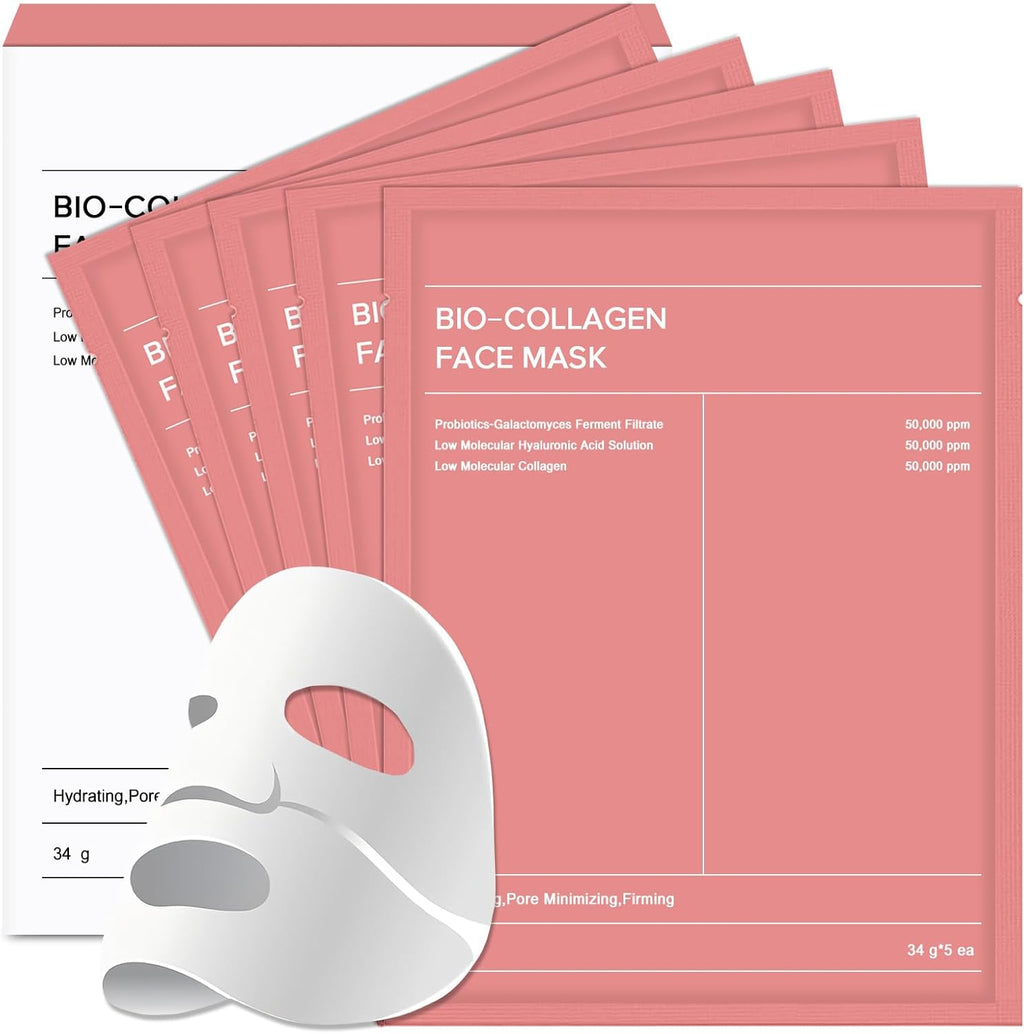 Revitalize Your Skin Overnight with Bio Collagen Hydrogel Mask - 5 Pack for Radiant, Youthful Glow