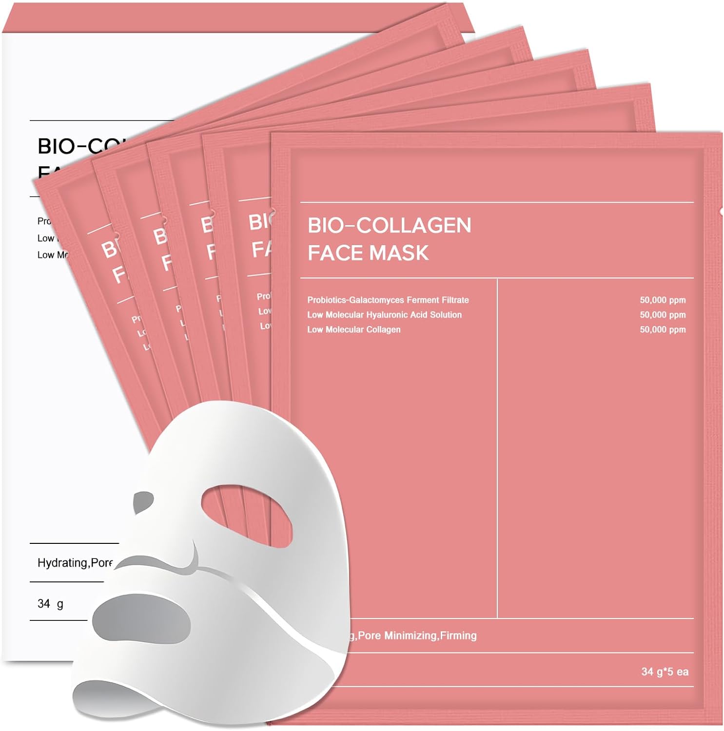 Revitalize Your Skin Overnight with Bio Collagen Hydrogel Mask - 5 Pack for Radiant, Youthful Glow