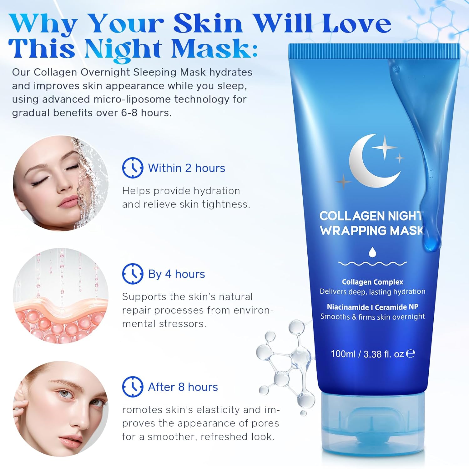 Revitalize Your Skin with Our 100ml Overnight Collagen Face Mask - Deep Hydration & Anti-Aging Treatment for Youthful Radiance