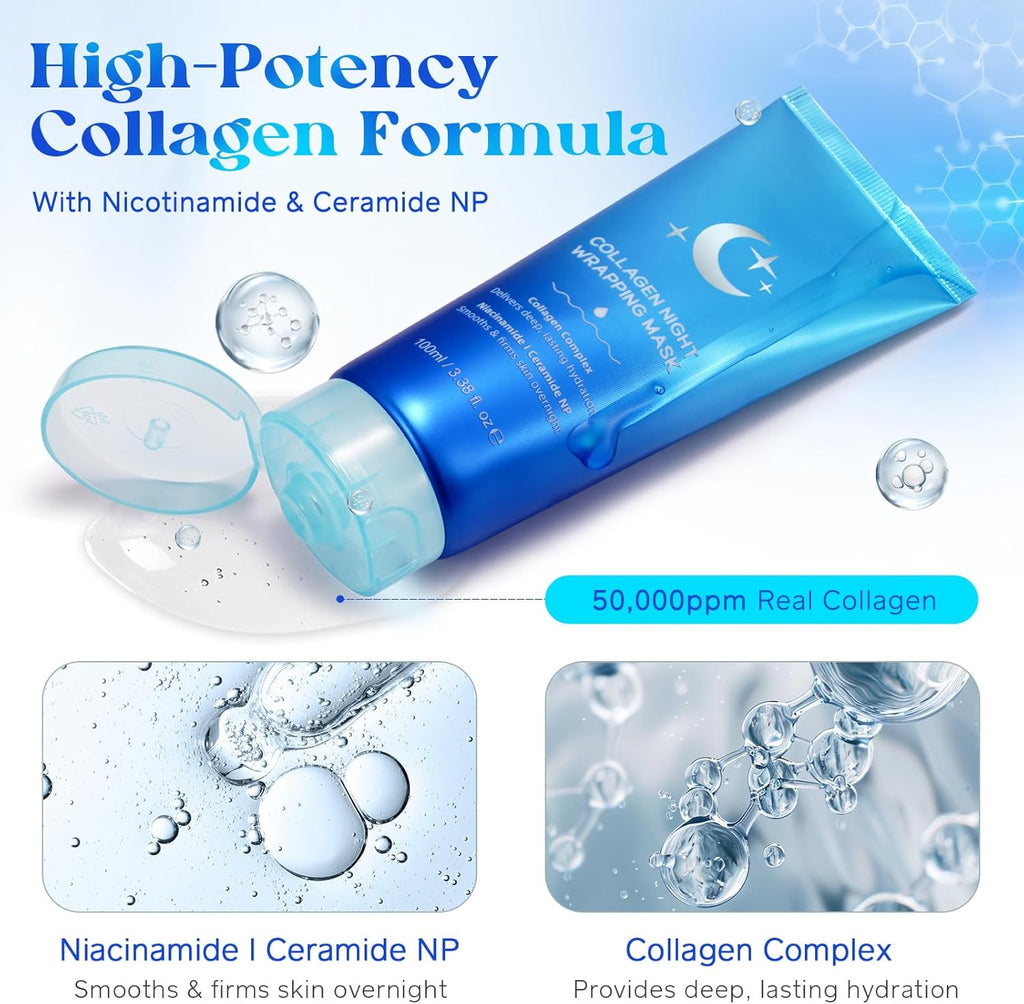 Revitalize Your Skin with Our 100ml Overnight Collagen Face Mask - Deep Hydration & Anti-Aging Treatment for Youthful Radiance