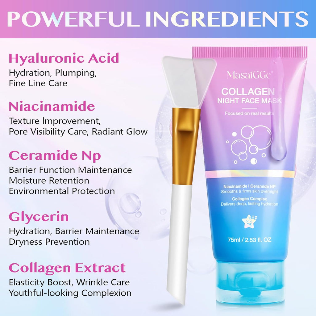 Revitalize Your Skin Overnight with Our Collagen Night Wrapping Mask - Deep Hydration, Anti-Aging Benefits & Glowing Complexion - 2PC