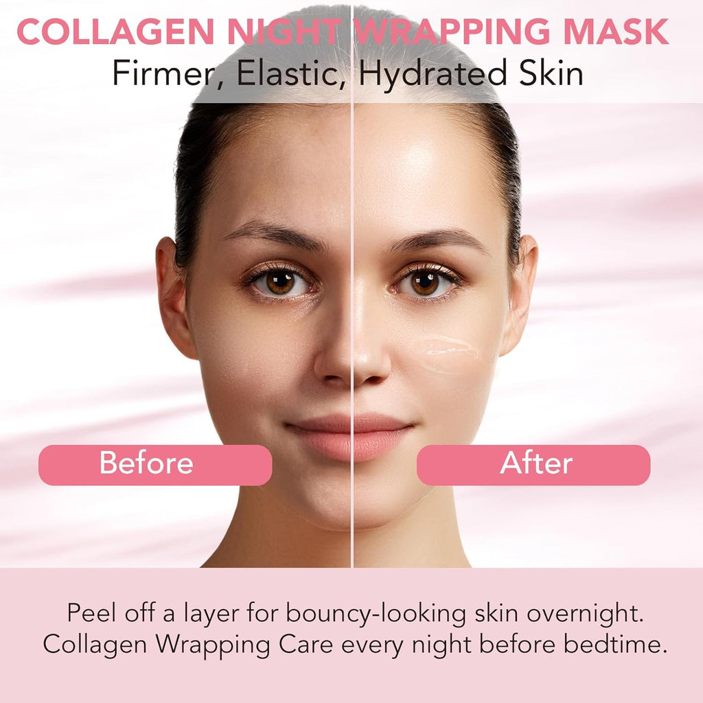 Revitalize Your Skin Overnight with Our Collagen Night Wrapping Mask - Deep Hydration, Firmness & Youthful Glow - 75ml (Brush Included)