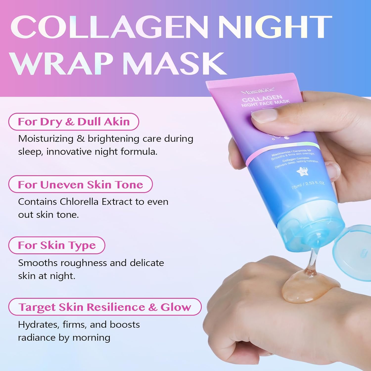 Revitalize Your Skin Overnight with Our Collagen Night Wrapping Mask - Deep Hydration, Anti-Aging Benefits & Glowing Complexion - 2PC