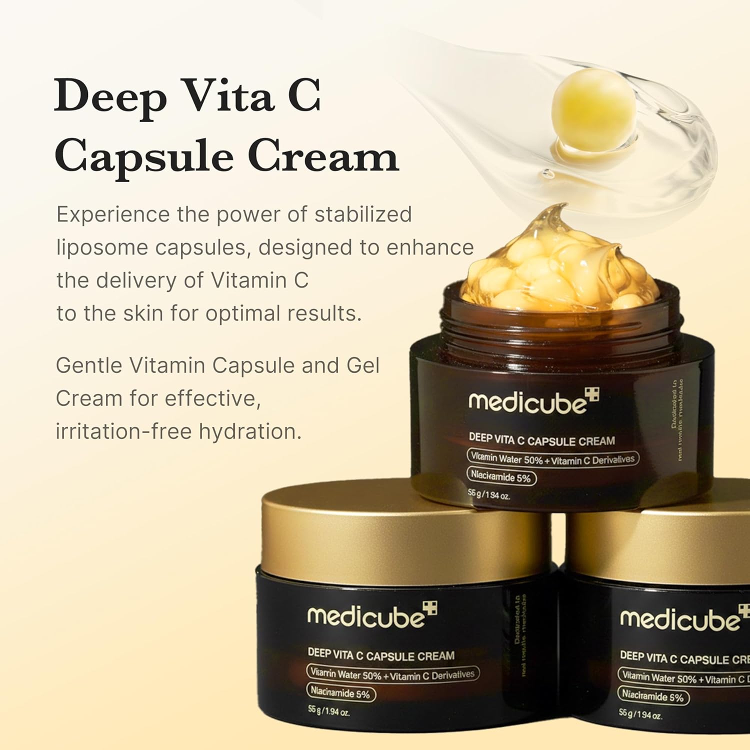 Revitalize Your Skin with Deep Vitamin C Golden Capsule Face Moisturizer - Powerful Liposome Capsules for Wrinkle Reduction and Radiant Glow - Korean Skincare Wonder in a 1.94 Oz Transparent Gel