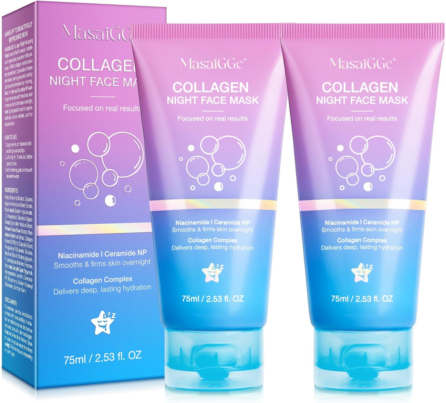 Revitalize Your Skin Overnight with Our Collagen Night Wrapping Mask - Deep Hydration, Anti-Aging Benefits & Glowing Complexion - 2PC