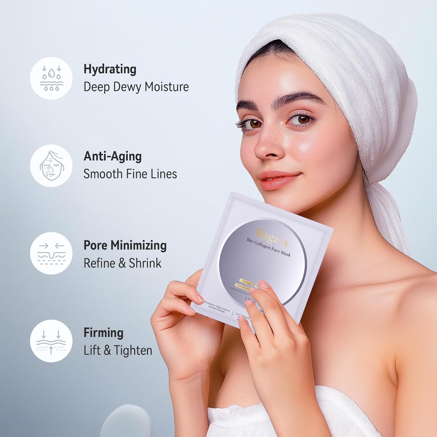 Revitalize Your Skin Overnight with Bio Collagen Face Mask - Hydrating, Anti-Aging Treatment (Pack of 4)