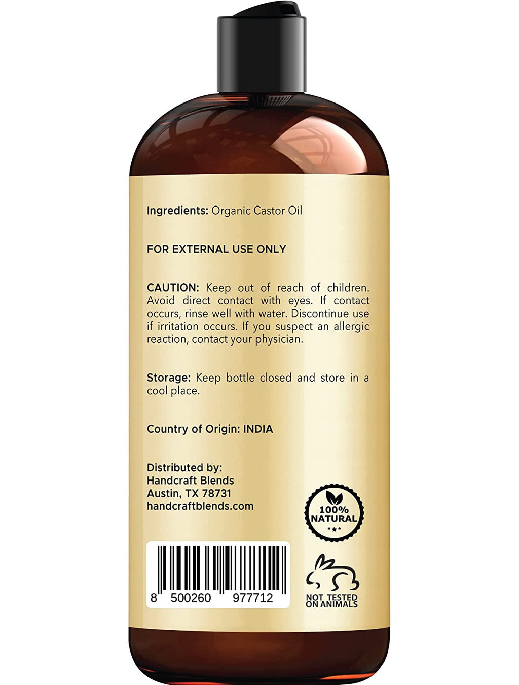 Organic Castor Oil - 16 Fl Oz - 100% Pure & Natural - Premium Carrier Oil for Hair Growth, Eyelashes & Eyebrows - Expeller-Pressed & Hexane-Free