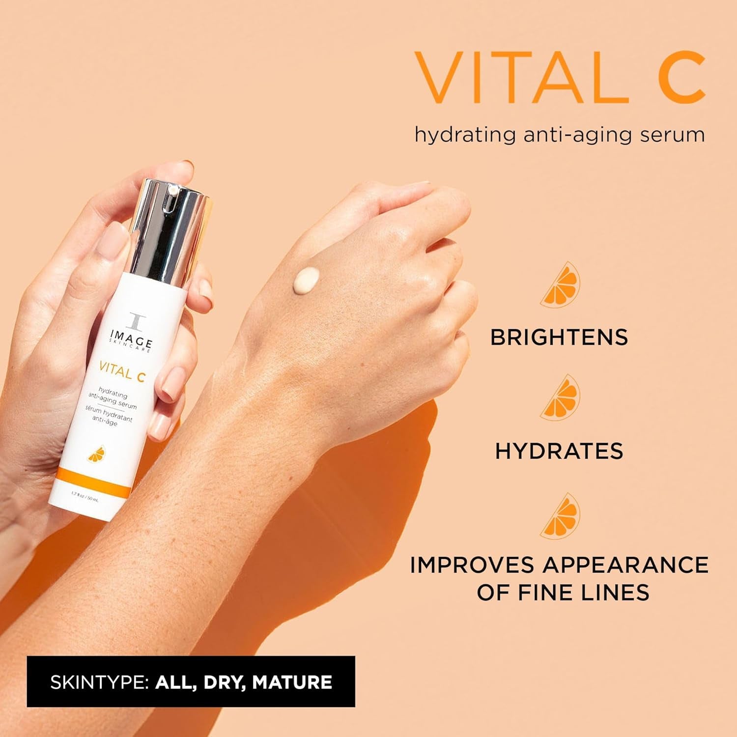 , VITAL C Hydrating Face Serum, with Vitamin C and Hyaluronic Acid, to Brighten, Tone and Smooth Appearance of Wrinkle