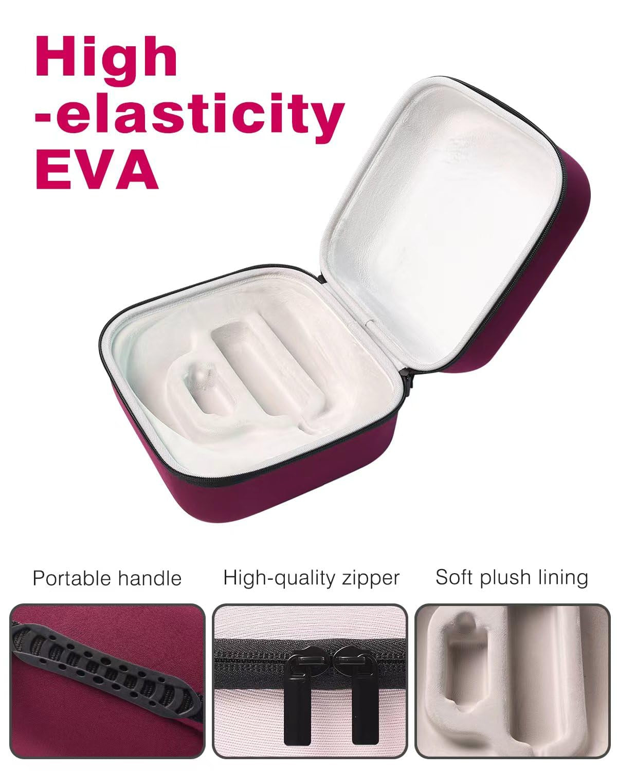 Face Mask Case with Handle Compatible with Shark Cryoglow LED Face Mask, Shock-Absorbing EVA Felt Lining for Secure Storage, Ideal for Travel, Carrying and Organization (Pink)